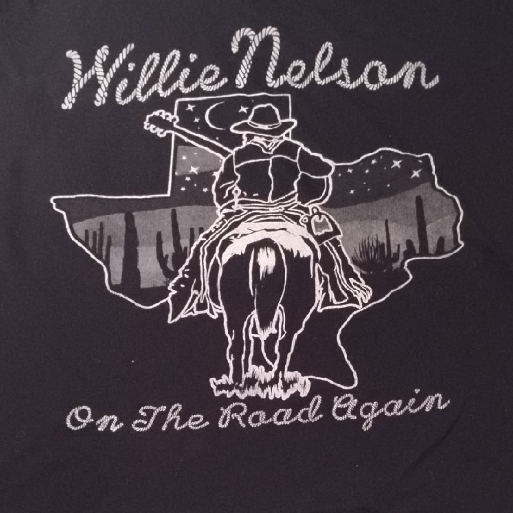Men's Black Large Willie Nelson On The Road Again Zion Rootswear Shirt Band